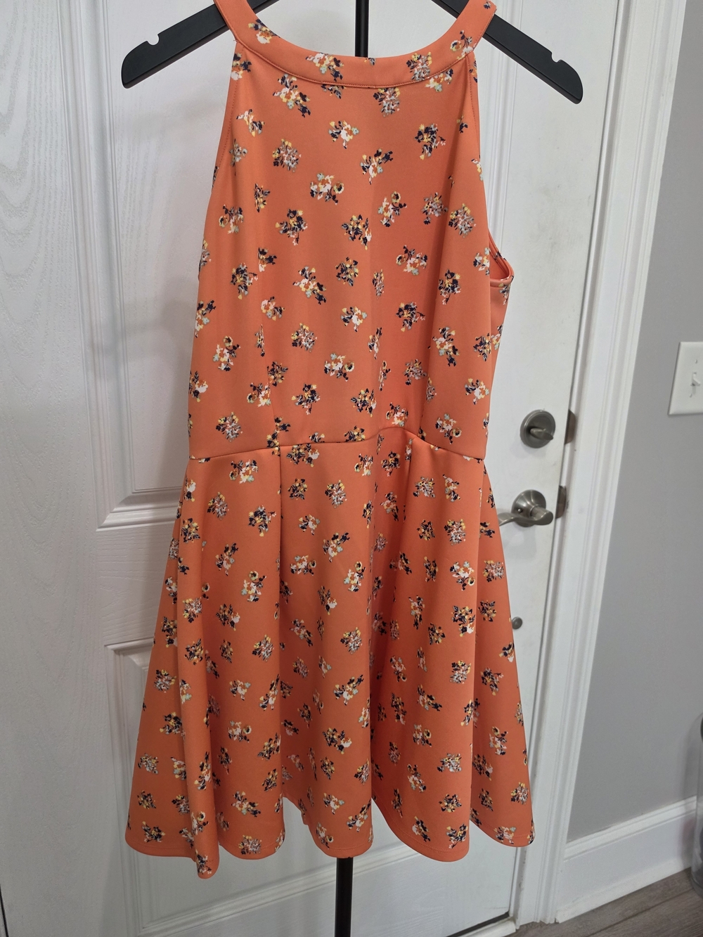 Copper Key Coral Floral Halter-Style Dress
